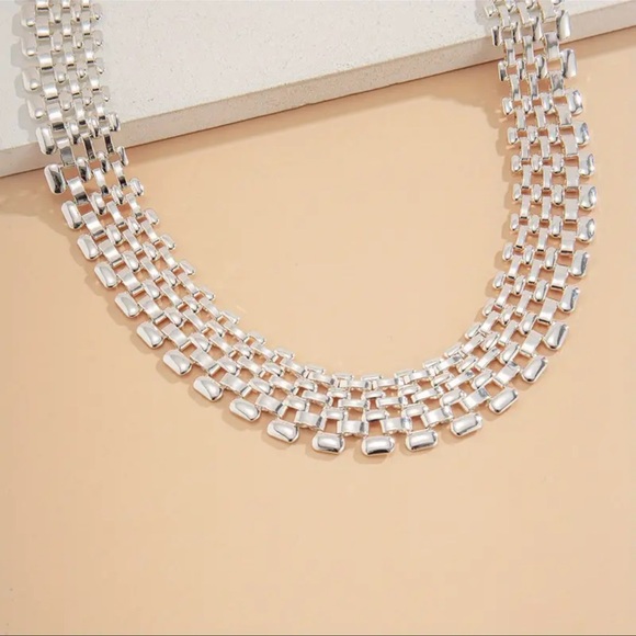 Exaggerated Hollow Chain Necklace Punk Hip-hop Style Silver Color Necklace - Picture 3 of 7